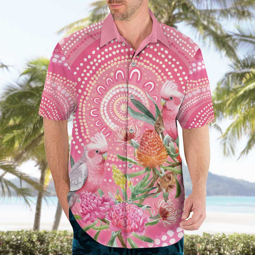 Personalized Pink Galah Aboriginal Dot Art Hawaiian Shirt Australia’s Breast Cancer Awareness - Aussie Hoodie