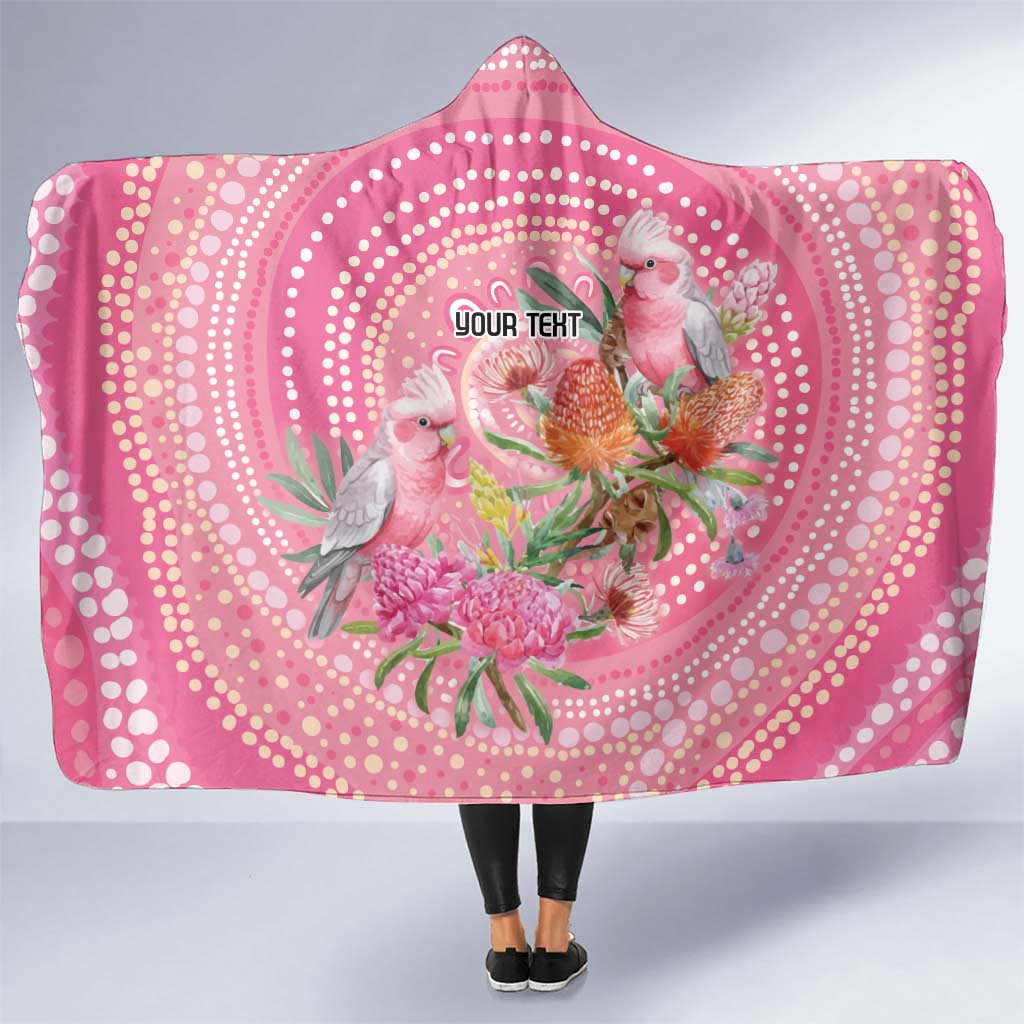 Personalized Pink Galah Aboriginal Dot Art Hooded Blanket Australia’s Breast Cancer Awareness - Aussie Hoodie