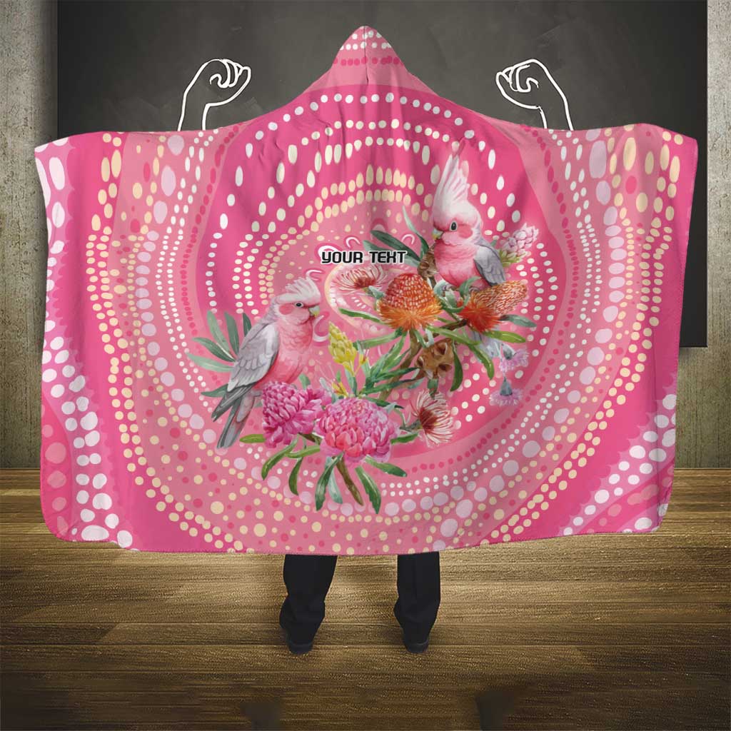 Personalized Pink Galah Aboriginal Dot Art Hooded Blanket Australia’s Breast Cancer Awareness - Aussie Hoodie