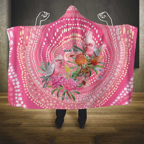 Personalized Pink Galah Aboriginal Dot Art Hooded Blanket Australia’s Breast Cancer Awareness - Aussie Hoodie