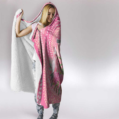 Personalized Pink Galah Aboriginal Dot Art Hooded Blanket Australia’s Breast Cancer Awareness - Aussie Hoodie