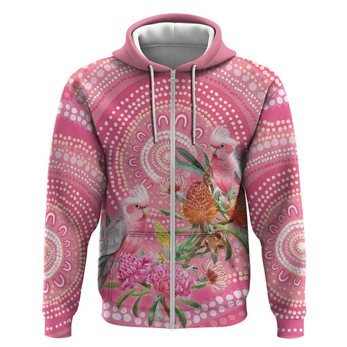 Personalized Pink Galah Aboriginal Dot Art Hoodie Australia’s Breast Cancer Awareness - Aussie Hoodie