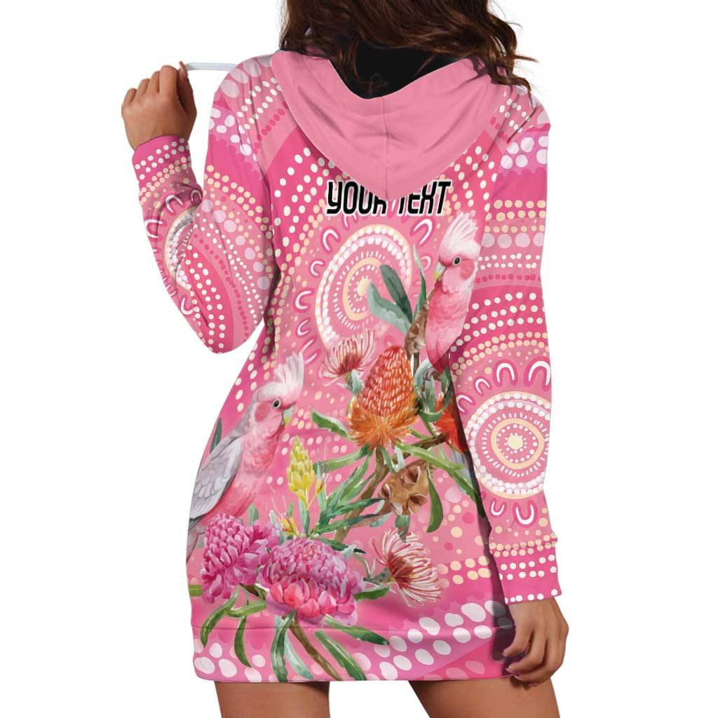 Personalized Pink Galah Aboriginal Dot Art Hoodie Dress Australia’s Breast Cancer Awareness - Aussie Hoodie