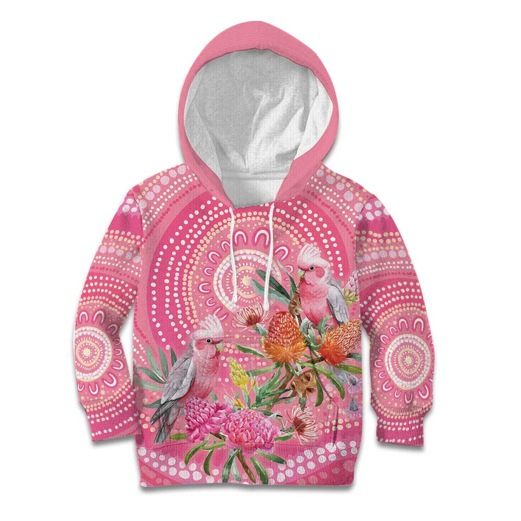 Personalized Pink Galah Aboriginal Dot Art Kid Hoodie Australia’s Breast Cancer Awareness - Aussie Hoodie