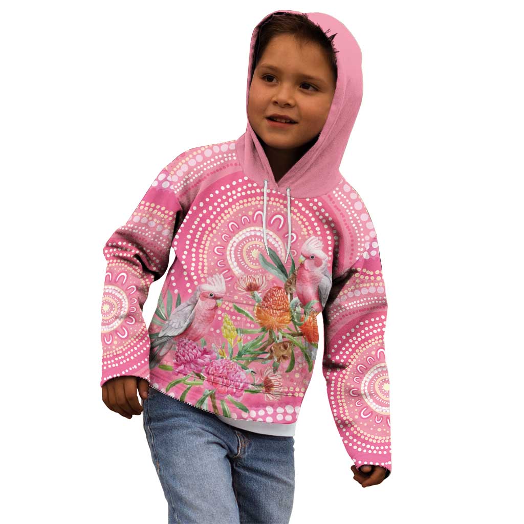 Personalized Pink Galah Aboriginal Dot Art Kid Hoodie Australia’s Breast Cancer Awareness - Aussie Hoodie