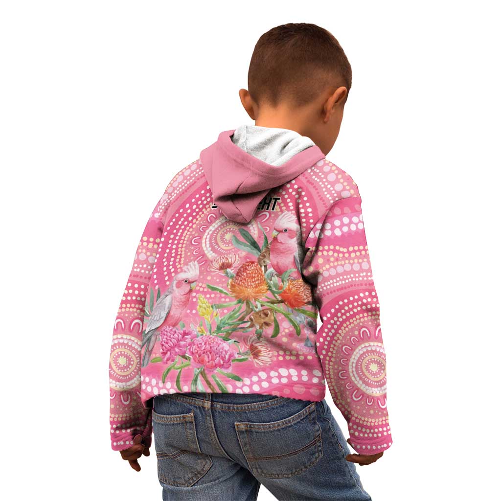 Personalized Pink Galah Aboriginal Dot Art Kid Hoodie Australia’s Breast Cancer Awareness - Aussie Hoodie