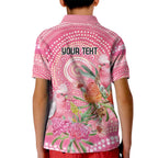 Personalized Pink Galah Aboriginal Dot Art Kid Polo Shirt Australia’s Breast Cancer Awareness - Aussie Hoodie