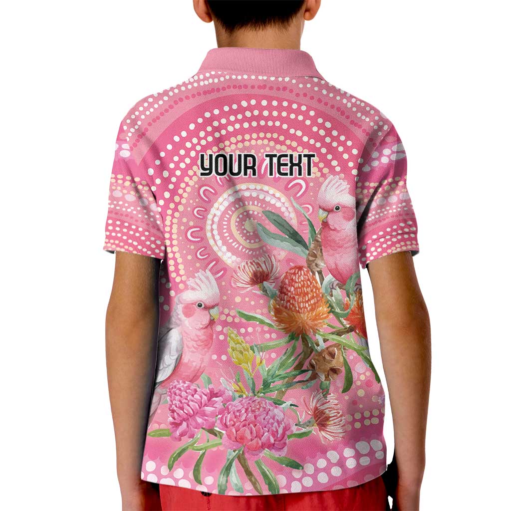 Personalized Pink Galah Aboriginal Dot Art Kid Polo Shirt Australia’s Breast Cancer Awareness - Aussie Hoodie