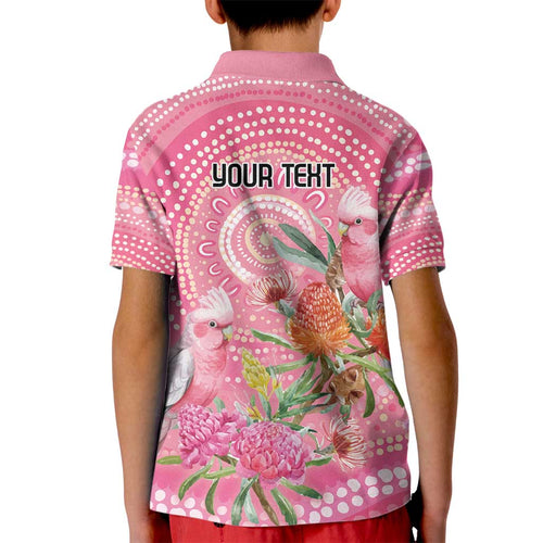 Personalized Pink Galah Aboriginal Dot Art Kid Polo Shirt Australia’s Breast Cancer Awareness - Aussie Hoodie