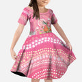 Personalized Pink Galah Aboriginal Dot Art Kid Short Sleeve Dress Australia’s Breast Cancer Awareness - Aussie Hoodie
