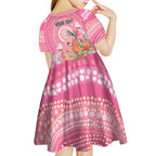 Personalized Pink Galah Aboriginal Dot Art Kid Short Sleeve Dress Australia’s Breast Cancer Awareness - Aussie Hoodie