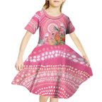 Personalized Pink Galah Aboriginal Dot Art Kid Short Sleeve Dress Australia’s Breast Cancer Awareness - Aussie Hoodie