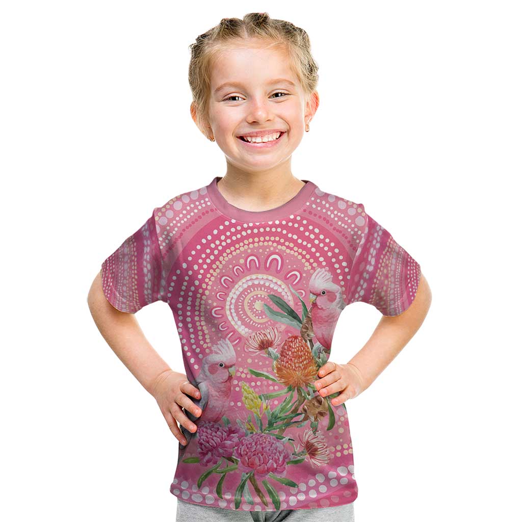 Personalized Pink Galah Aboriginal Dot Art Kid T Shirt Australia’s Breast Cancer Awareness - Aussie Hoodie
