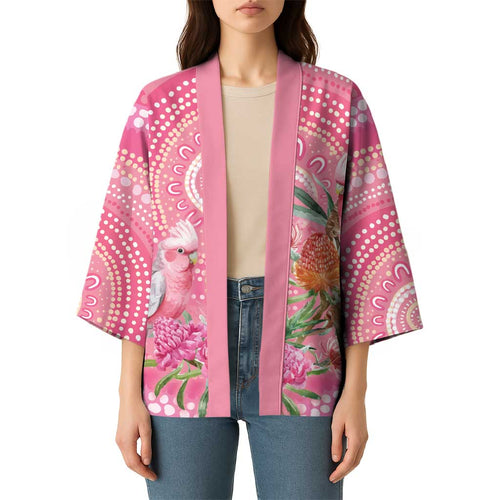 Personalized Pink Galah Aboriginal Dot Art Kimono Australia’s Breast Cancer Awareness - Aussie Hoodie