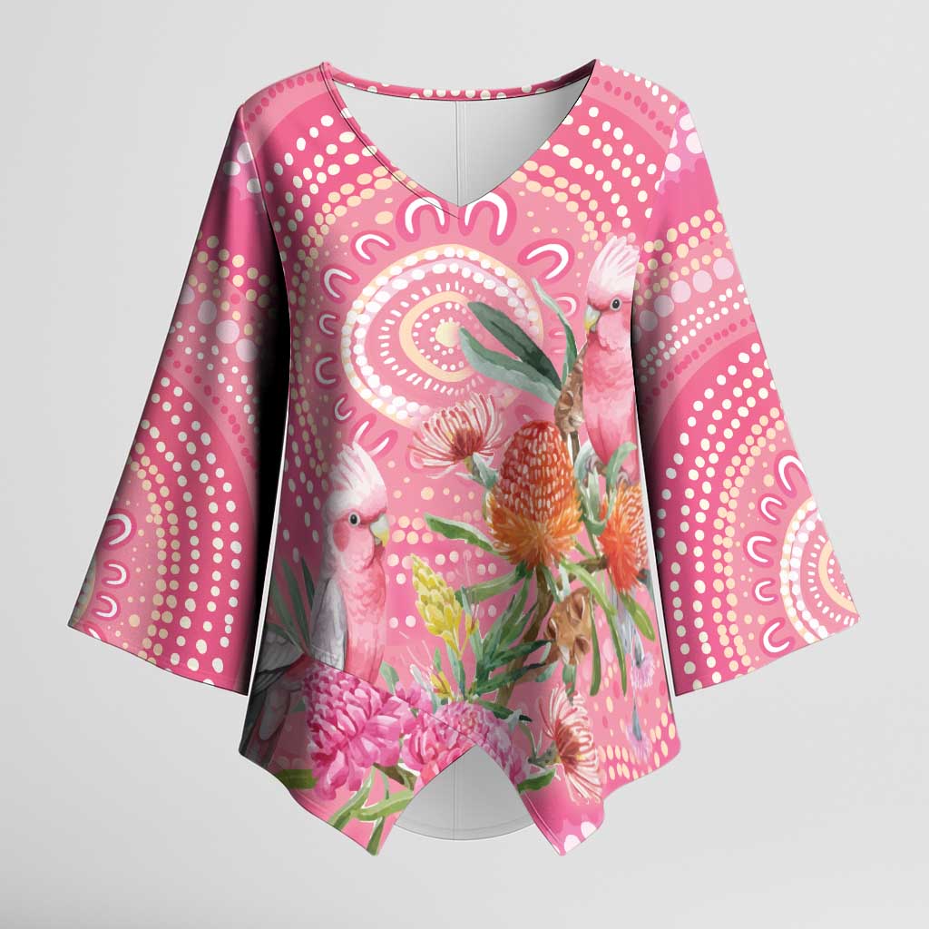 Personalized Pink Galah Aboriginal Dot Art Kimono Sleeve Blouse Australia’s Breast Cancer Awareness - Aussie Hoodie