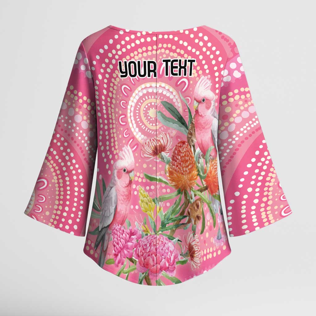 Personalized Pink Galah Aboriginal Dot Art Kimono Sleeve Blouse Australia’s Breast Cancer Awareness - Aussie Hoodie