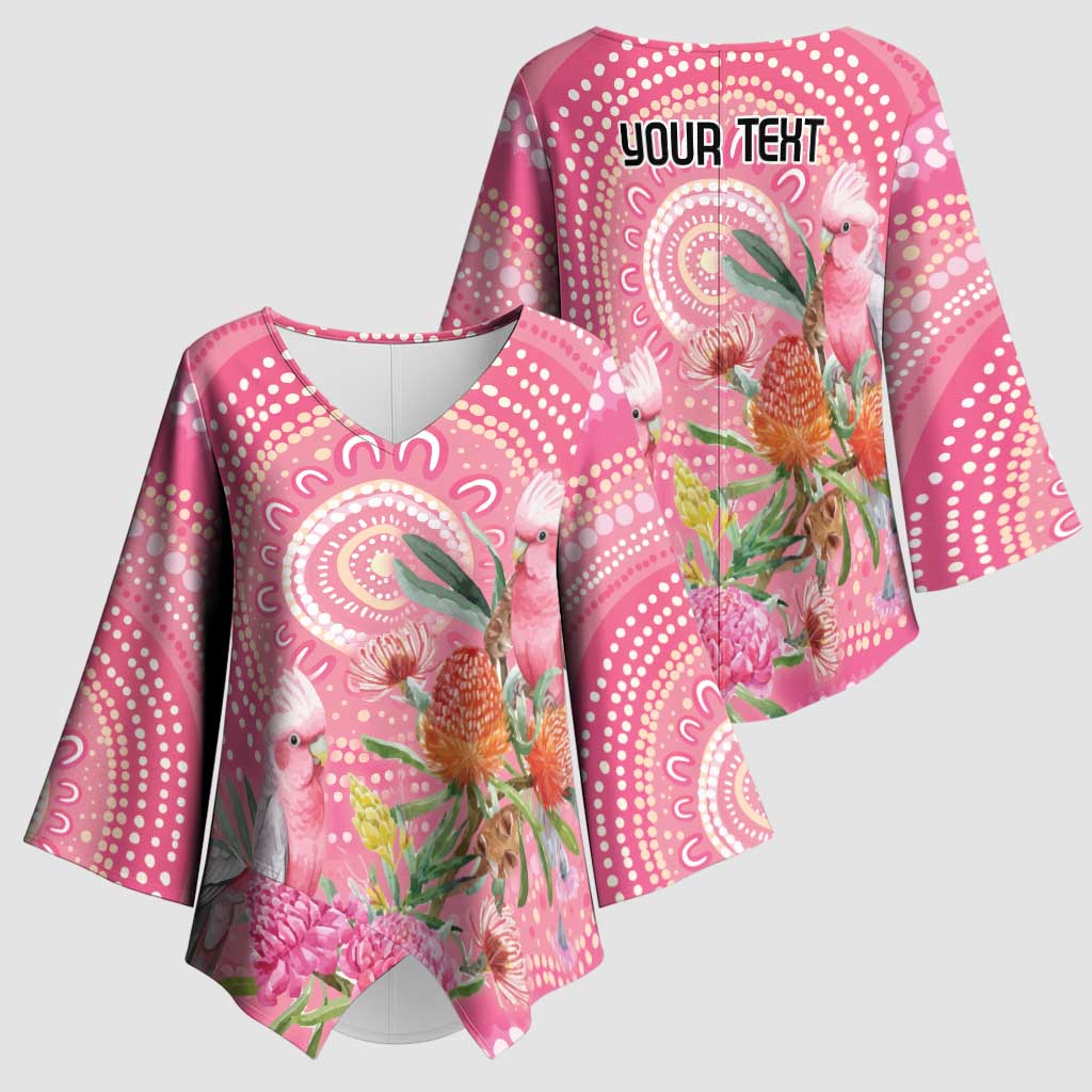 Personalized Pink Galah Aboriginal Dot Art Kimono Sleeve Blouse Australia’s Breast Cancer Awareness - Aussie Hoodie