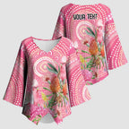 Personalized Pink Galah Aboriginal Dot Art Kimono Sleeve Blouse Australia’s Breast Cancer Awareness - Aussie Hoodie