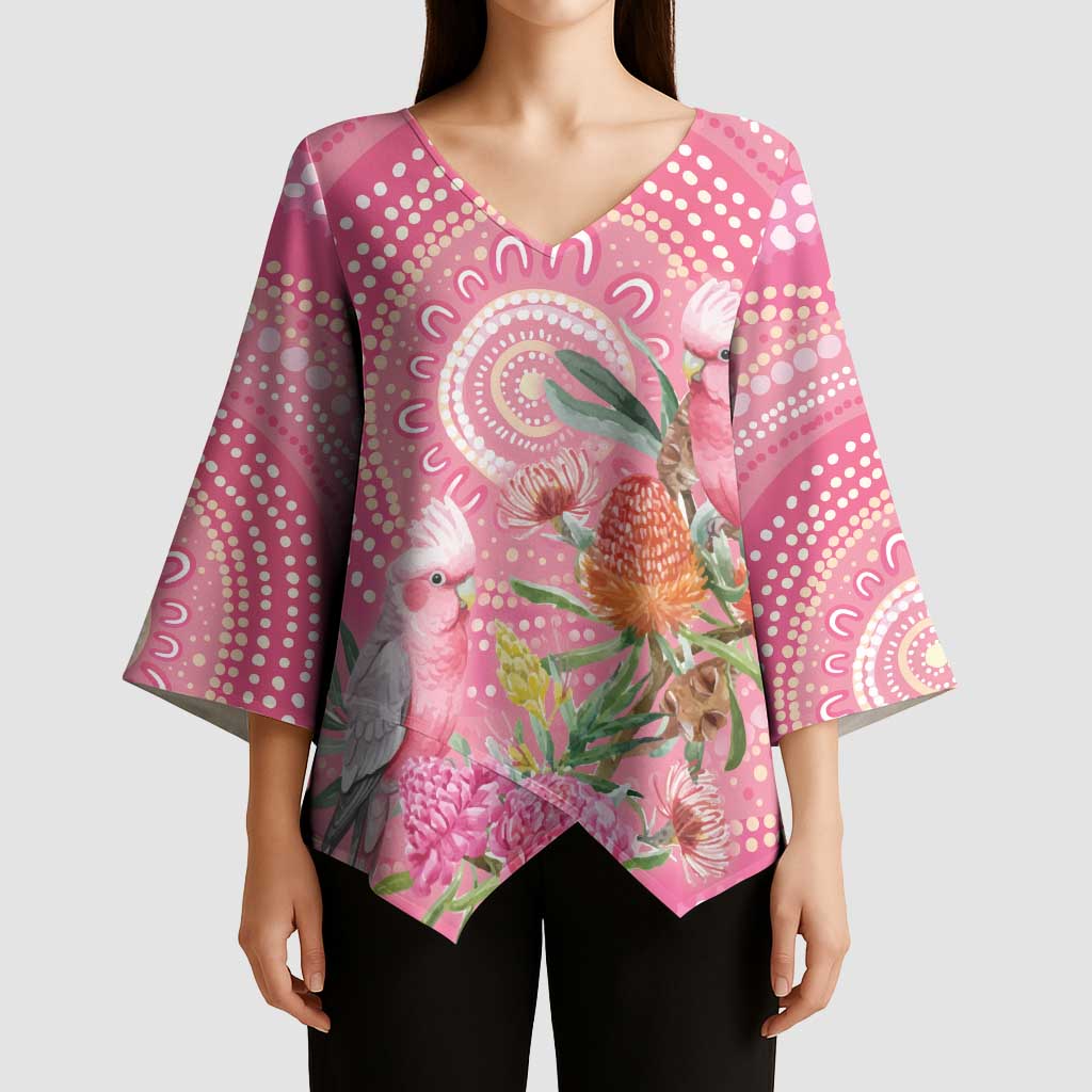 Personalized Pink Galah Aboriginal Dot Art Kimono Sleeve Blouse Australia’s Breast Cancer Awareness - Aussie Hoodie