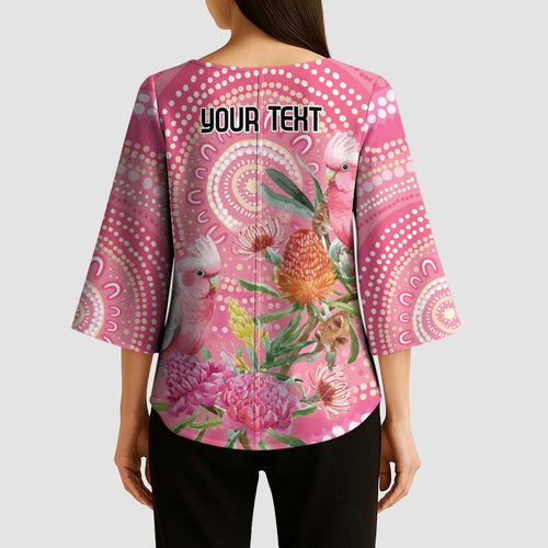 Personalized Pink Galah Aboriginal Dot Art Kimono Sleeve Blouse Australia’s Breast Cancer Awareness - Aussie Hoodie