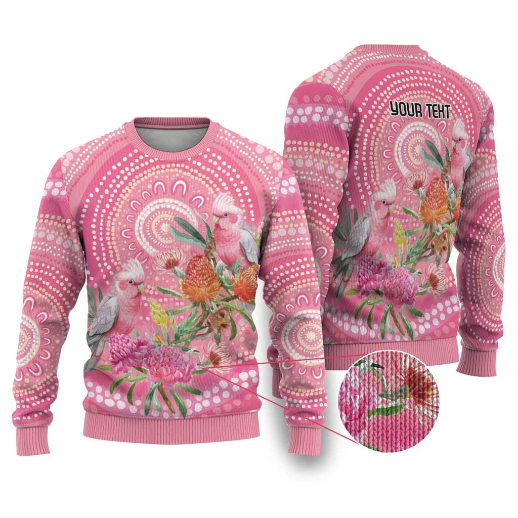 Personalized Pink Galah Aboriginal Dot Art Ugly Christmas Sweater Australia’s Breast Cancer Awareness - Aussie Hoodie