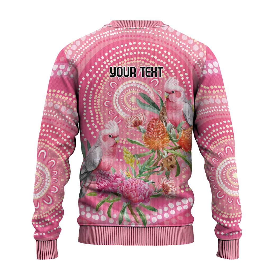 Personalized Pink Galah Aboriginal Dot Art Ugly Christmas Sweater Australia’s Breast Cancer Awareness - Aussie Hoodie