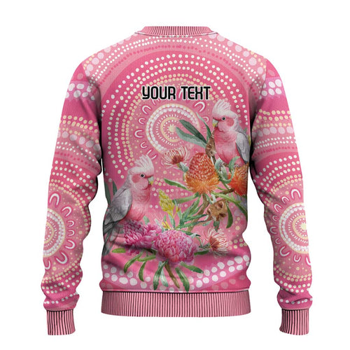 Personalized Pink Galah Aboriginal Dot Art Ugly Christmas Sweater Australia’s Breast Cancer Awareness - Aussie Hoodie