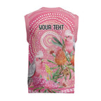Personalized Pink Galah Aboriginal Dot Art Christmas Knitted V-Neck Vest Australia’s Breast Cancer Awareness - Aussie Hoodie