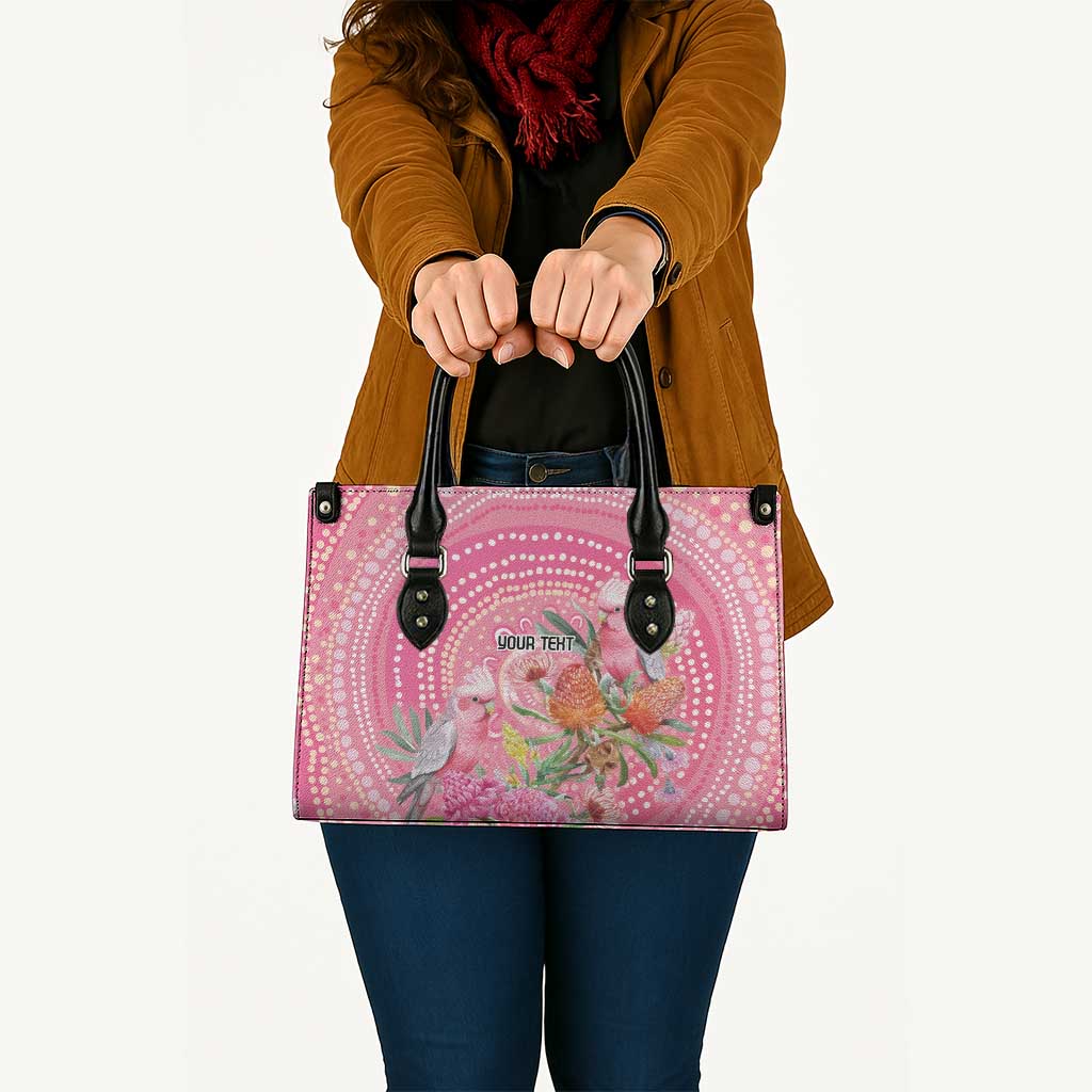 Personalized Pink Galah Aboriginal Dot Art Leather Bag Australia’s Breast Cancer Awareness - Aussie Hoodie