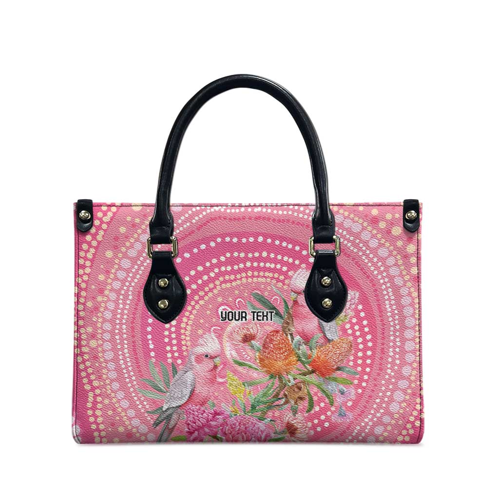 Personalized Pink Galah Aboriginal Dot Art Leather Bag Australia’s Breast Cancer Awareness - Aussie Hoodie