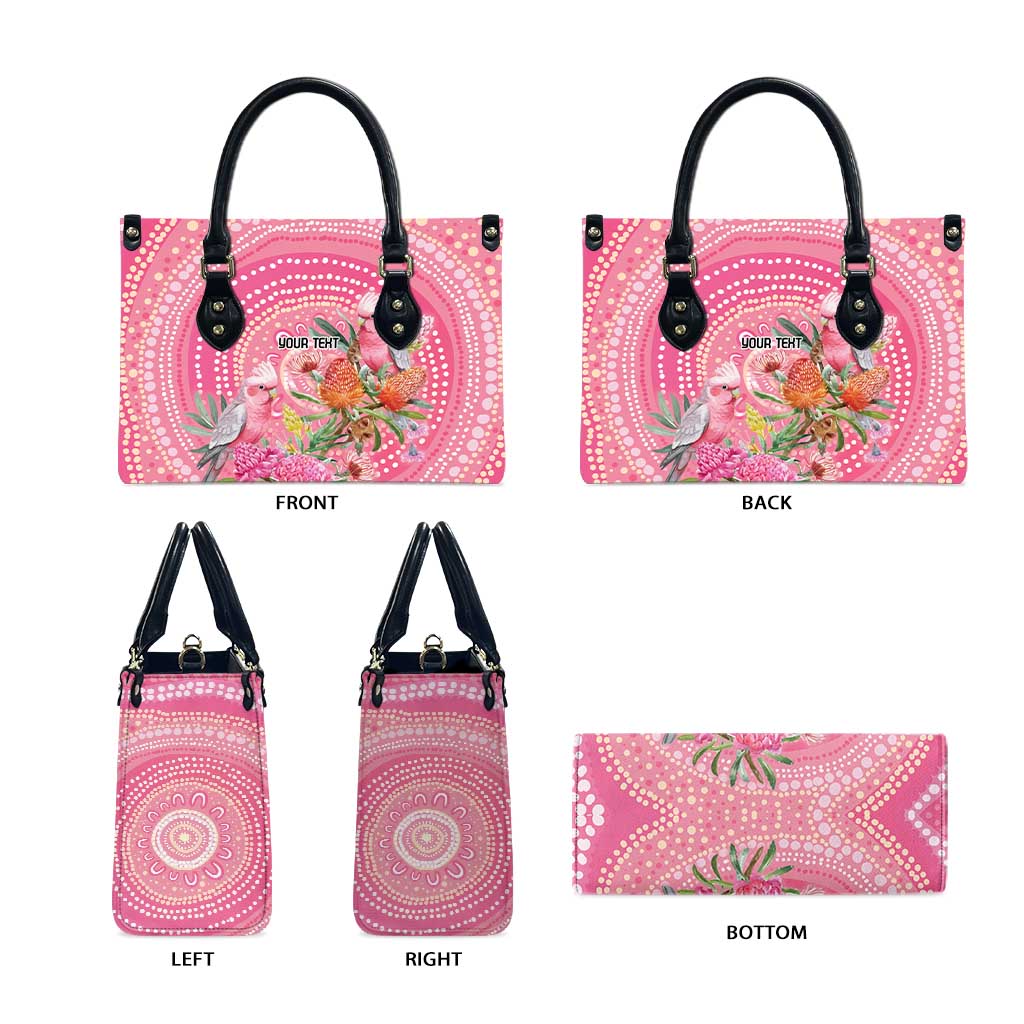 Personalized Pink Galah Aboriginal Dot Art Leather Bag Australia’s Breast Cancer Awareness - Aussie Hoodie