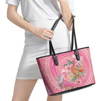 Personalized Pink Galah Aboriginal Dot Art Leather Tote Bag Australia’s Breast Cancer Awareness - Aussie Hoodie