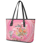 Personalized Pink Galah Aboriginal Dot Art Leather Tote Bag Australia’s Breast Cancer Awareness - Aussie Hoodie