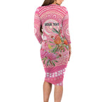 Personalized Pink Galah Aboriginal Dot Art Long Sleeve Bodycon Dress Australia’s Breast Cancer Awareness - Aussie Hoodie
