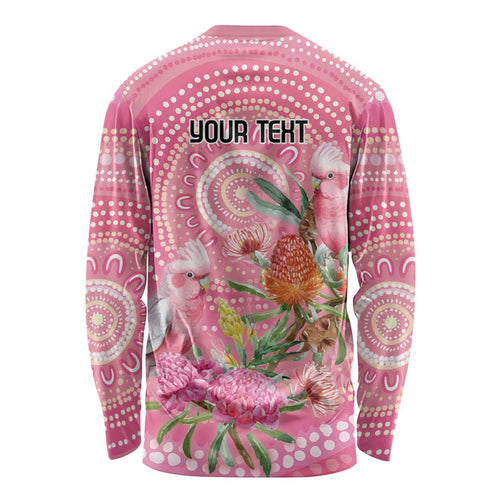 Personalized Pink Galah Aboriginal Dot Art Long Sleeve Shirt Australia’s Breast Cancer Awareness - Aussie Hoodie