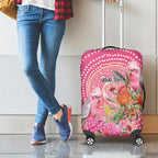 Personalized Pink Galah Aboriginal Dot Art Luggage Cover Australia’s Breast Cancer Awareness - Aussie Hoodie