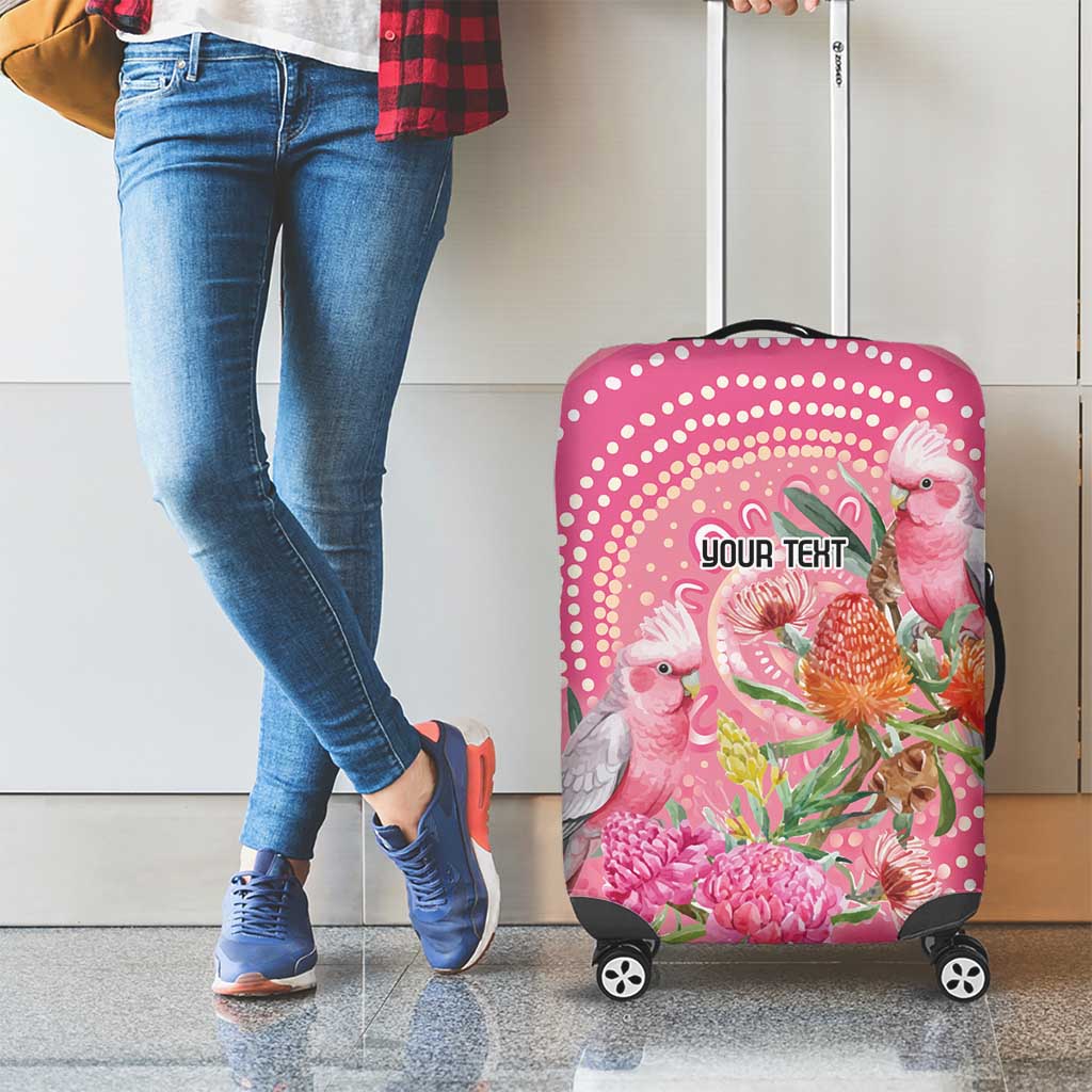 Personalized Pink Galah Aboriginal Dot Art Luggage Cover Australia’s Breast Cancer Awareness - Aussie Hoodie
