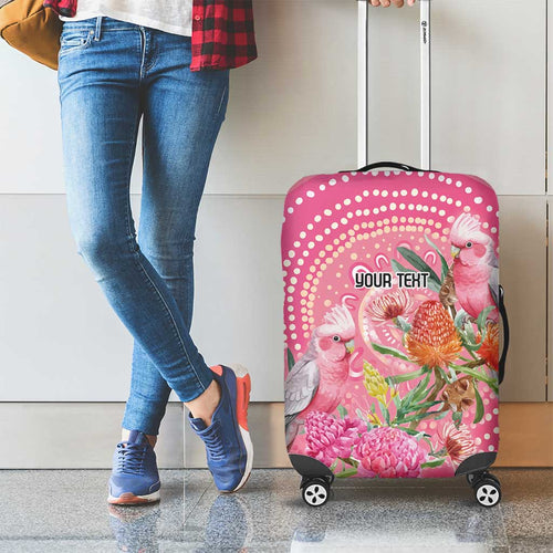 Personalized Pink Galah Aboriginal Dot Art Luggage Cover Australia’s Breast Cancer Awareness - Aussie Hoodie