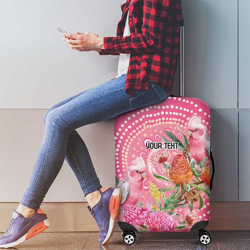 Personalized Pink Galah Aboriginal Dot Art Luggage Cover Australia’s Breast Cancer Awareness - Aussie Hoodie