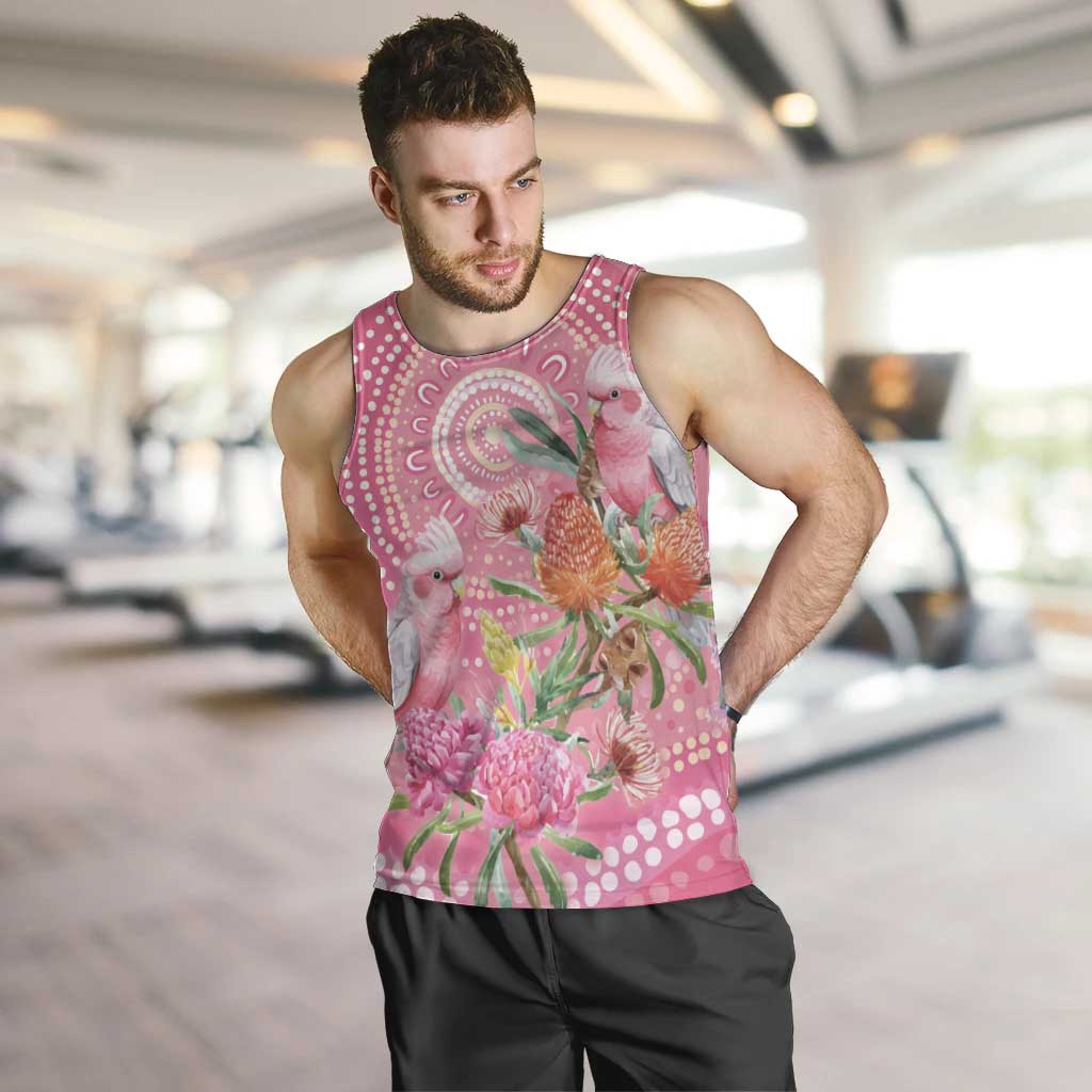Personalized Pink Galah Aboriginal Dot Art Men Tank Top Australia’s Breast Cancer Awareness - Aussie Hoodie