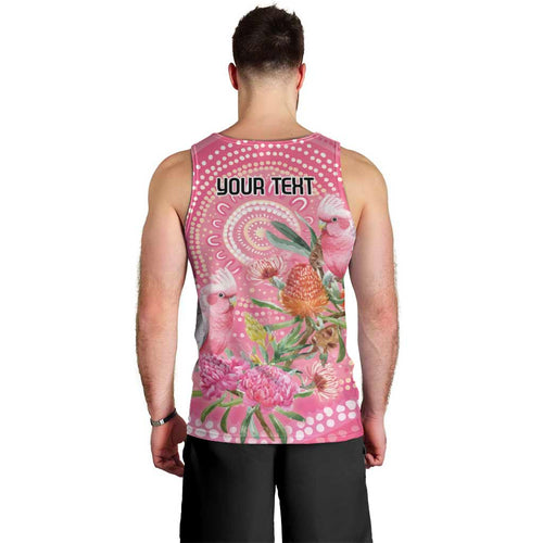 Personalized Pink Galah Aboriginal Dot Art Men Tank Top Australia’s Breast Cancer Awareness - Aussie Hoodie