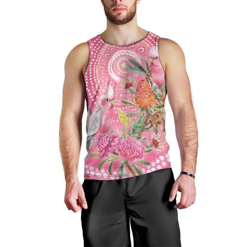 Personalized Pink Galah Aboriginal Dot Art Men Tank Top Australia’s Breast Cancer Awareness - Aussie Hoodie