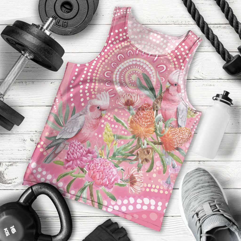 Personalized Pink Galah Aboriginal Dot Art Men Tank Top Australia’s Breast Cancer Awareness - Aussie Hoodie