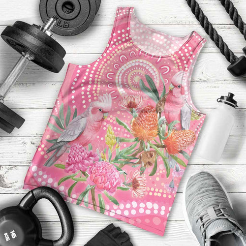 Personalized Pink Galah Aboriginal Dot Art Men Tank Top Australia’s Breast Cancer Awareness - Aussie Hoodie
