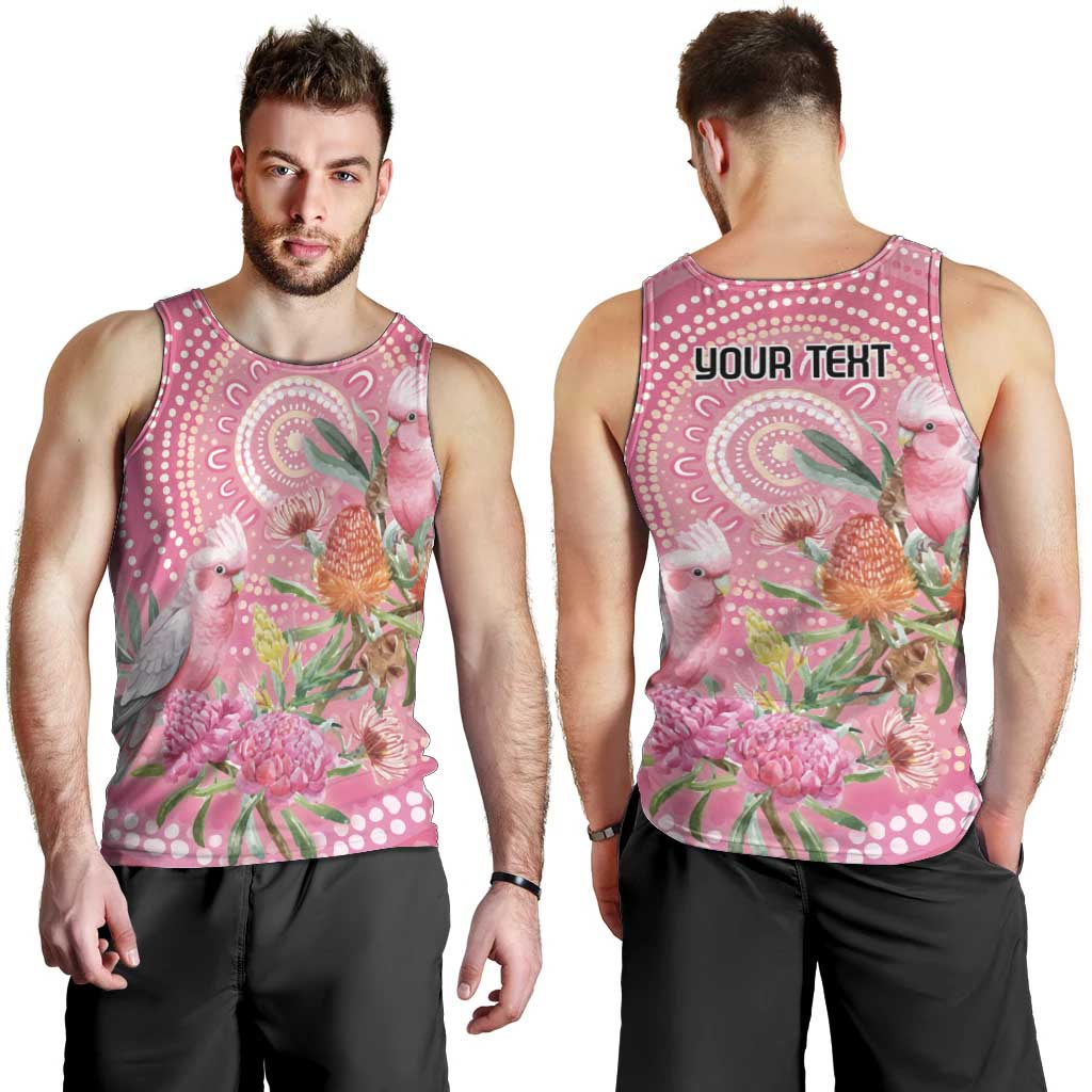 Personalized Pink Galah Aboriginal Dot Art Men Tank Top Australia’s Breast Cancer Awareness - Aussie Hoodie
