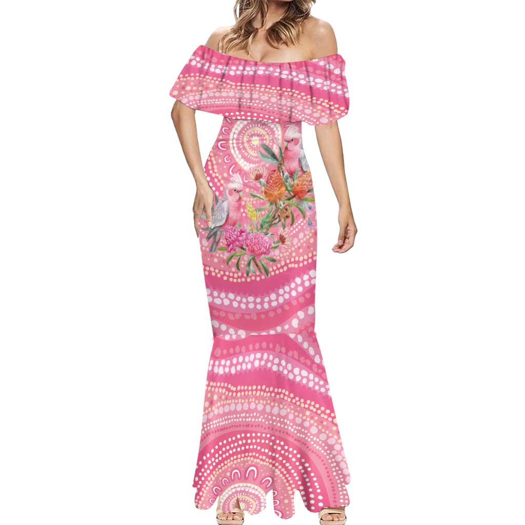 Personalized Pink Galah Aboriginal Dot Art Mermaid Dress Australia’s Breast Cancer Awareness - Aussie Hoodie