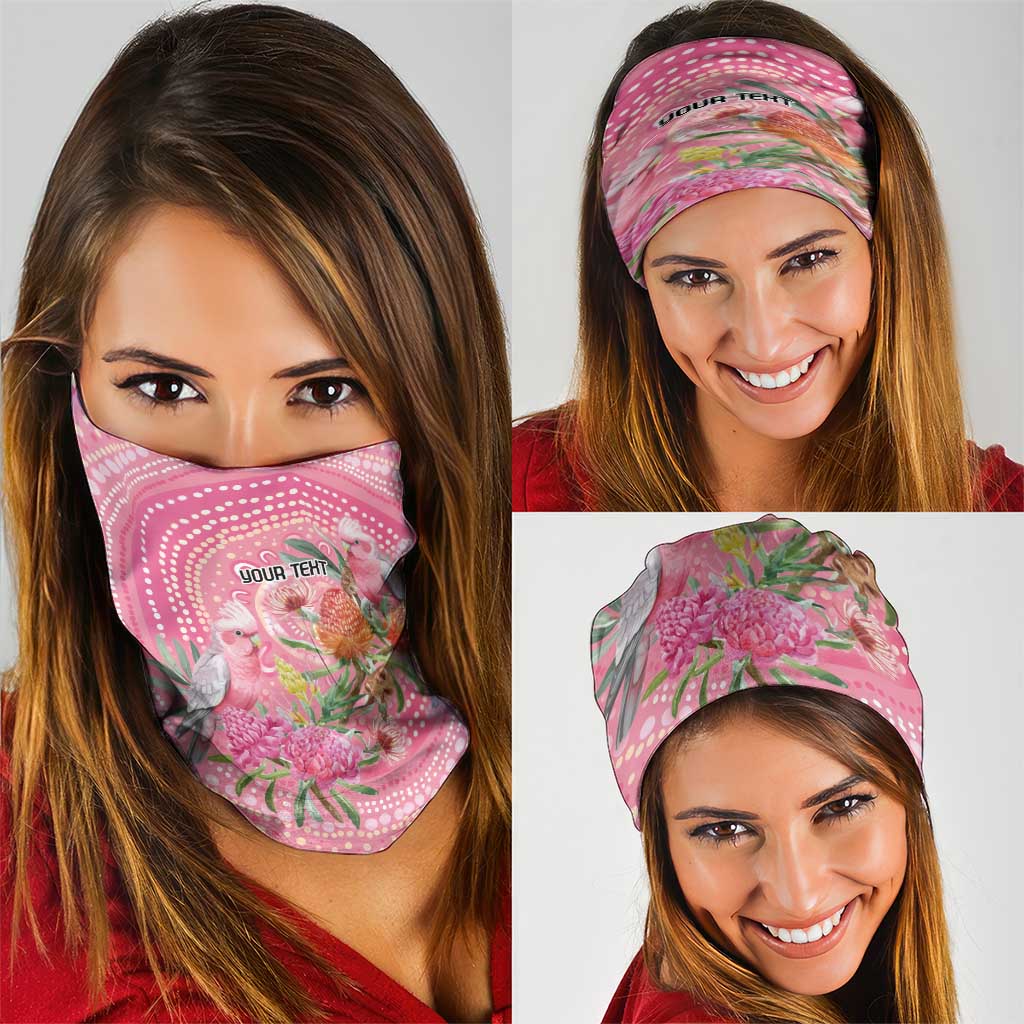 Personalized Pink Galah Aboriginal Dot Art Neck Gaiter Australia’s Breast Cancer Awareness - Aussie Hoodie