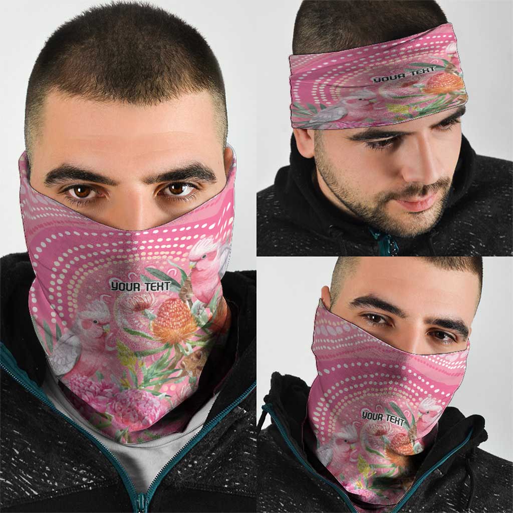Personalized Pink Galah Aboriginal Dot Art Neck Gaiter Australia’s Breast Cancer Awareness - Aussie Hoodie