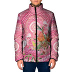 Personalized Pink Galah Aboriginal Dot Art Padded Jacket Australia’s Breast Cancer Awareness - Aussie Hoodie