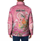 Personalized Pink Galah Aboriginal Dot Art Padded Jacket Australia’s Breast Cancer Awareness - Aussie Hoodie